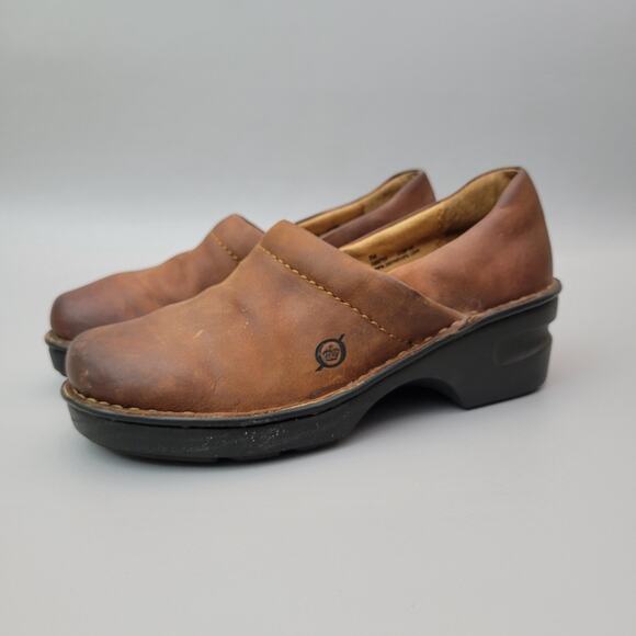 BOC Shoes Womens Professional Clogs Wedge Heels Comfort Leather Slip On Size 6 - Picture 1 of 10